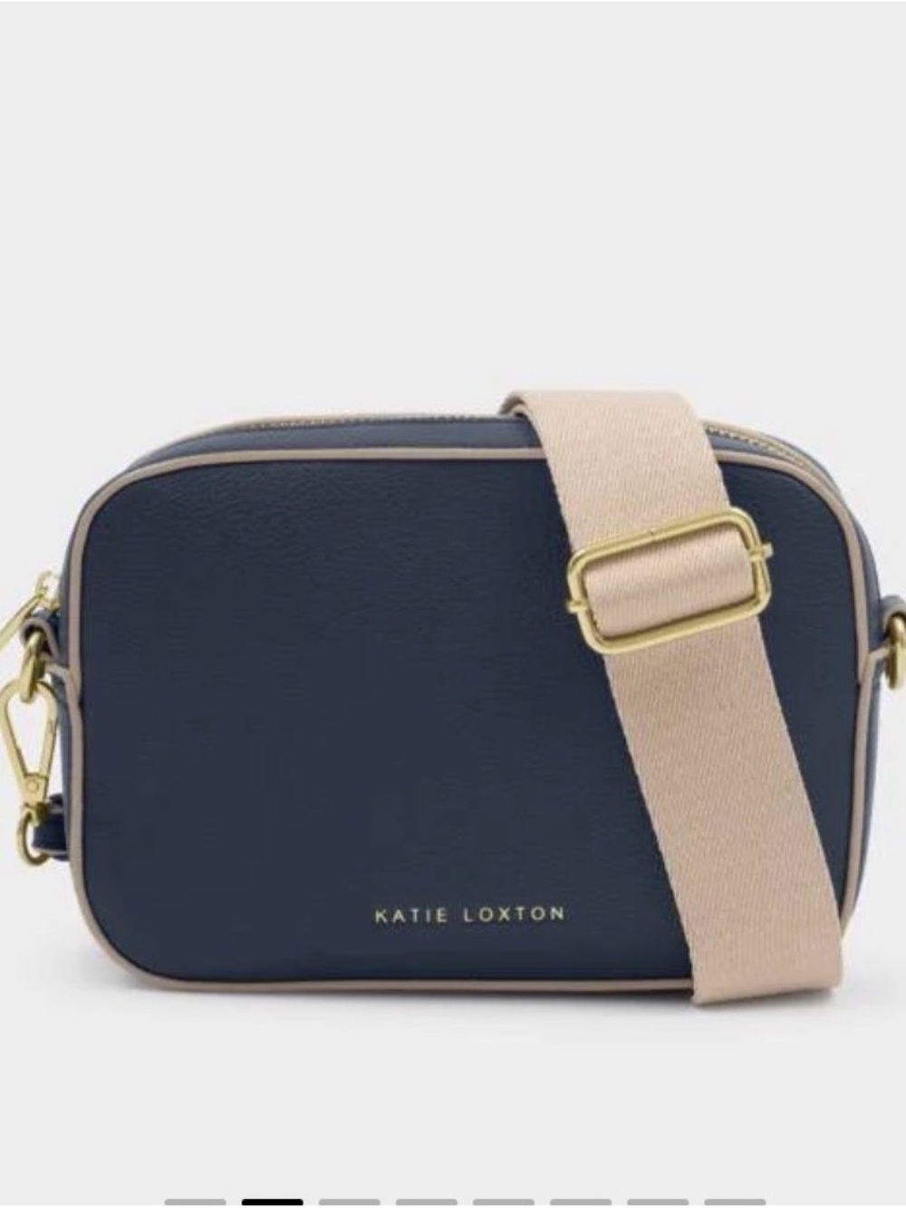 Katie Loxton Navy Crossbody Bag with Beige Strap